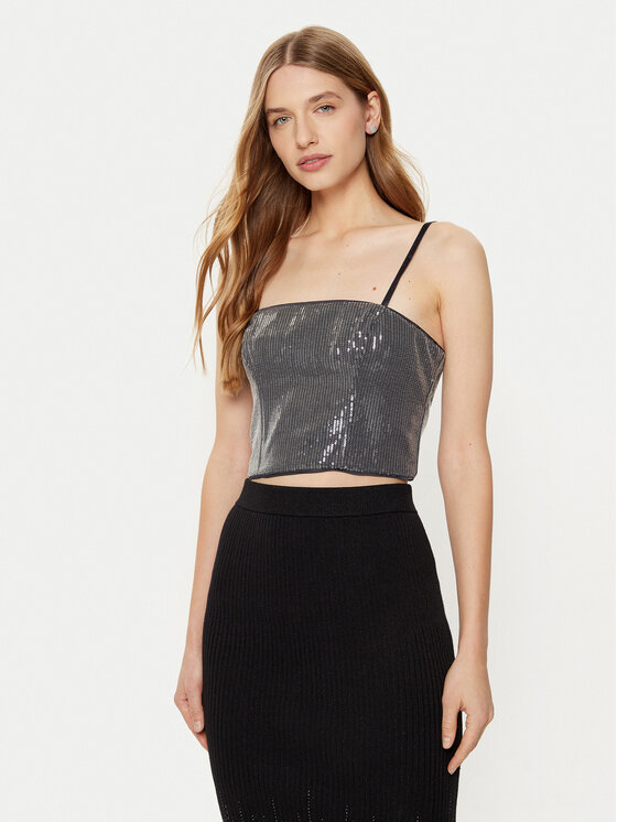 Guess Top W5RH0G WGX40 Strieborná Slim Fit