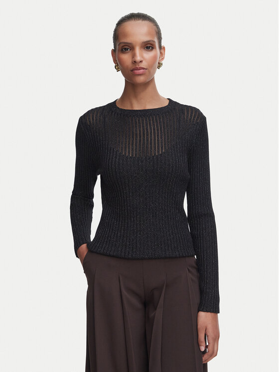 Rinascimento Blūze CFM0012395003 Melns Slim Fit