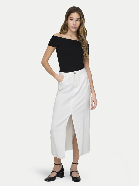 JDY JDY Spódnica jeansowa Bella 15323972 Biały Regular Fit