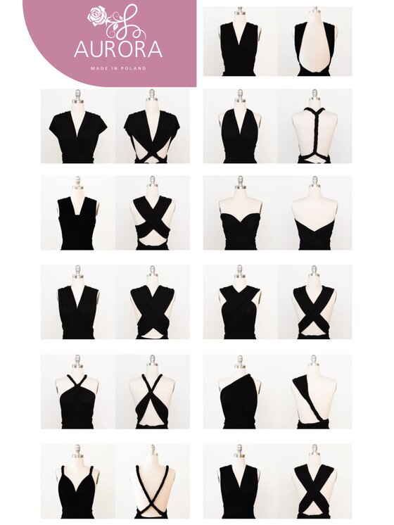 Aurora Aurora Večerní šaty Aria multiway Černá Feminine Fit