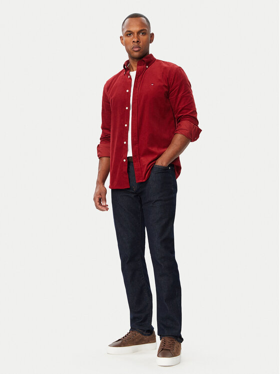 Tommy Hilfiger Tommy Hilfiger Srajca Solid MW0MW40486 Temno rdeča Regular Fit