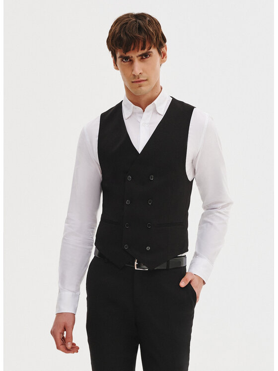 Pako Lorente Pako Lorente Kamizelka P25SF-8X-005 Czarny Slim Fit