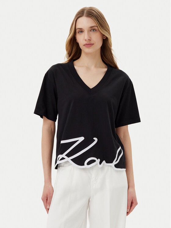 KARL LAGERFELD KARL LAGERFELD Póló A2W17104 Fekete Relaxed Fit