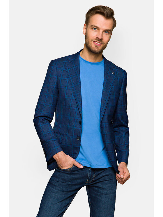 Lancerto Lancerto Marynarka Pula 3 Granatowy Regular Fit