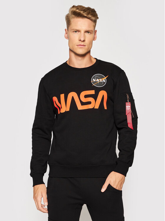 Alpha Industries Felpa NASA Reflective 178309 Nero Regular Fit Modivo