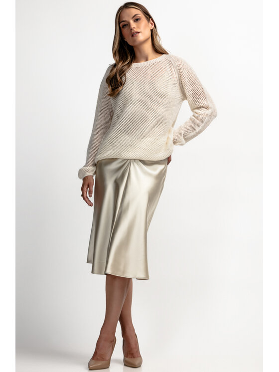Fobya Fobya Sweter F1881 Écru Basic Fit