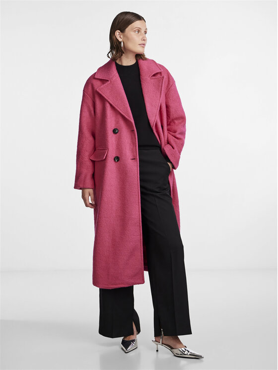 YAS YAS Vilnonis paltas Mila 26030712 Rožinė Loose Fit
