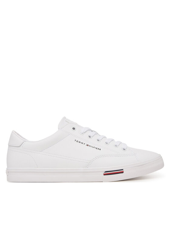 Tommy Hilfiger Tommy Hilfiger Sneakersy Signature Midsole Lace-Up Trainers With Leather FM0FM05814 Biały