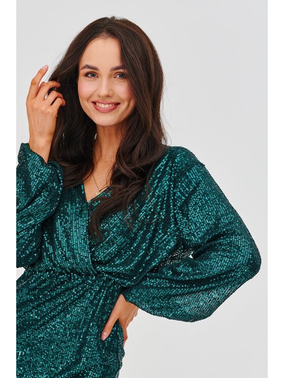 NAOKO NAOKO Večerné šaty Smoky Touch Zelená Regular Fit