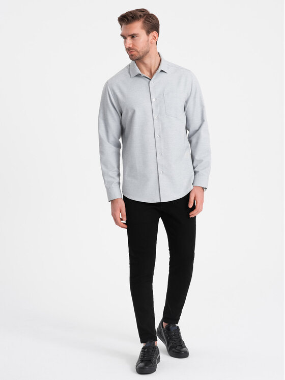 Ombre Ombre Koszula OM-SHCS-0148 Szary Regular Fit