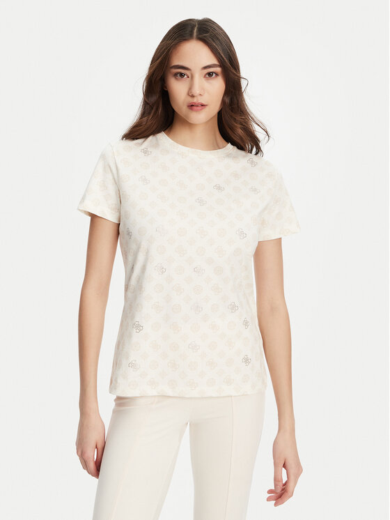 Guess Guess Tricou V5YI04 I3Z14 Écru Regular Fit