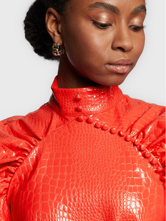 ROTATE ROTATE Φόρεμα από απομίμηση δέρματος Shiny RT1954 Κόκκινο Regular Fit