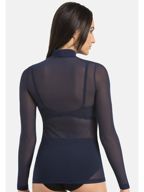 Teyli Teyli Bluzka damski z siateczki Glamour Niebieski Standard Fit