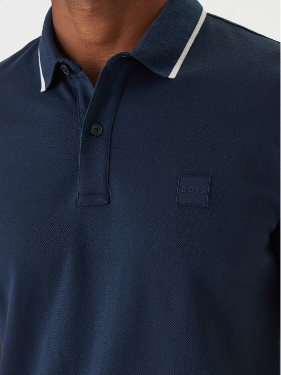 BOSS BOSS Тениска с яка и копчета Passertip 50507699 Тъмносин Slim Fit