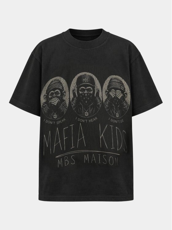 MADE BY SOCIETY MADE BY SOCIETY T-Shirt MAFIA KIDS - T37837 Czarny Basic Fit