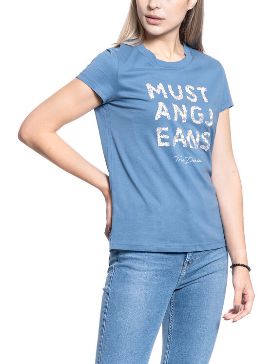 Mustang Mustang T-Shirt ALINA C PRINT Niebieski Slim Fit