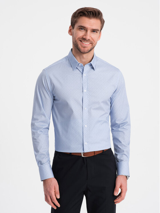 Ombre Ombre Koszula OM-SHCS-0152 Niebieski Regular Fit
