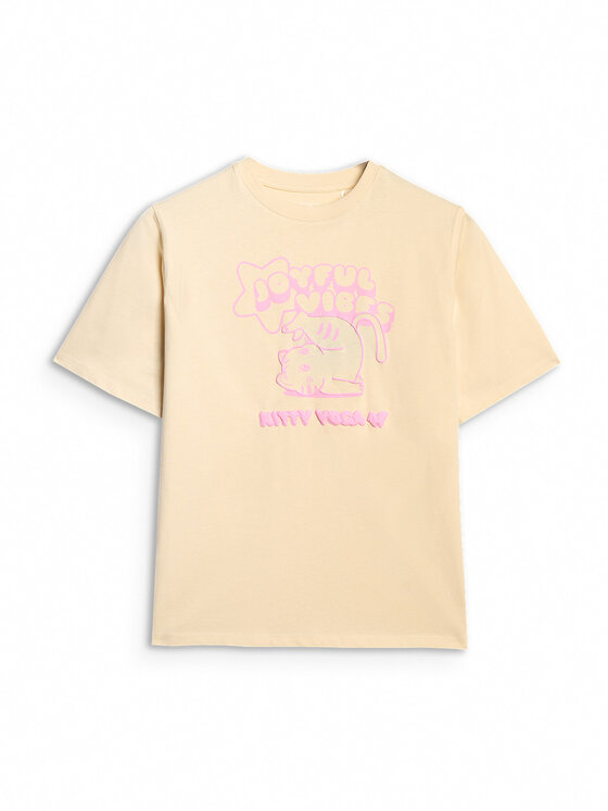 4F 4F T-Shirt KITTY JOGA Kremowy Oversize