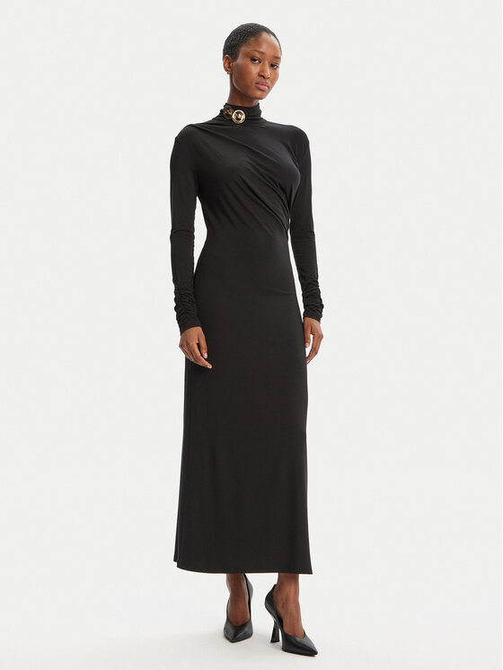 Simona Corsellini Sukienka dzianinowa A25CPAB00601 Czarny Slim Fit
