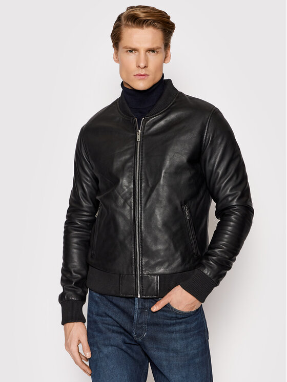 Serge Pariente Serge Pariente Шкіряна куртка Bonbon Чорний Slim Fit