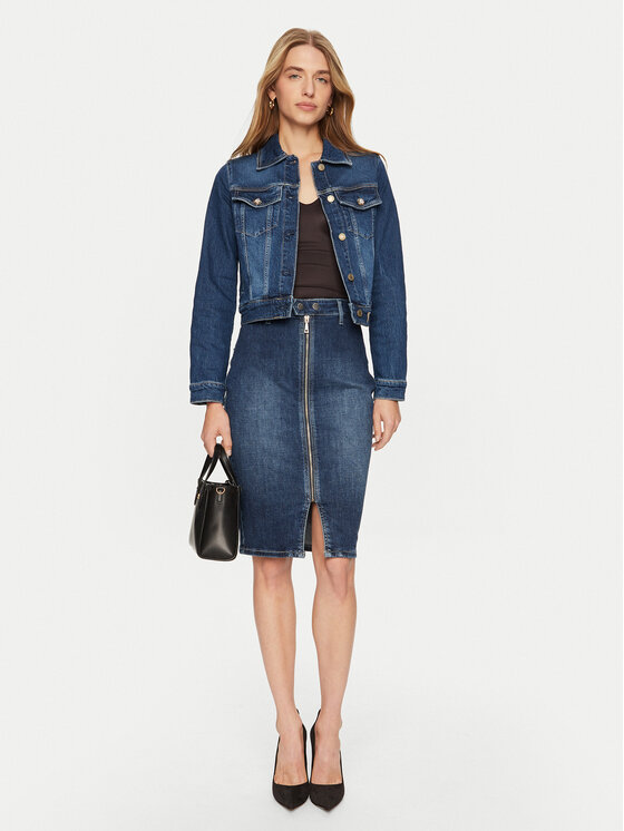 Guess Guess Jeans suknja W4BD38 D592A Tamnoplava Slim Fit