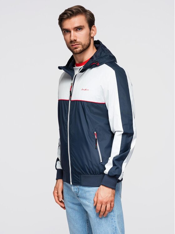 Ombre Ombre Kurtka przejściowa OM-JANP-0228 Granatowy Regular Fit