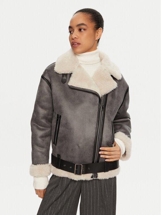 Liu Jo Cappotto in shearling WF4245 E0935 Grigio Regular Fit, taglia : 46