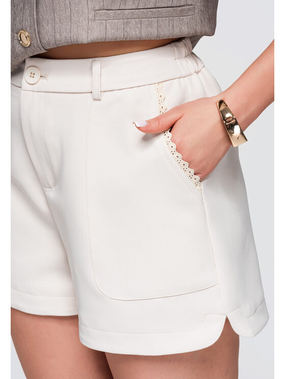 Ombre Ombre Szorty materiałowe OW-ST-E0009 Beżowy Relaxed Fit