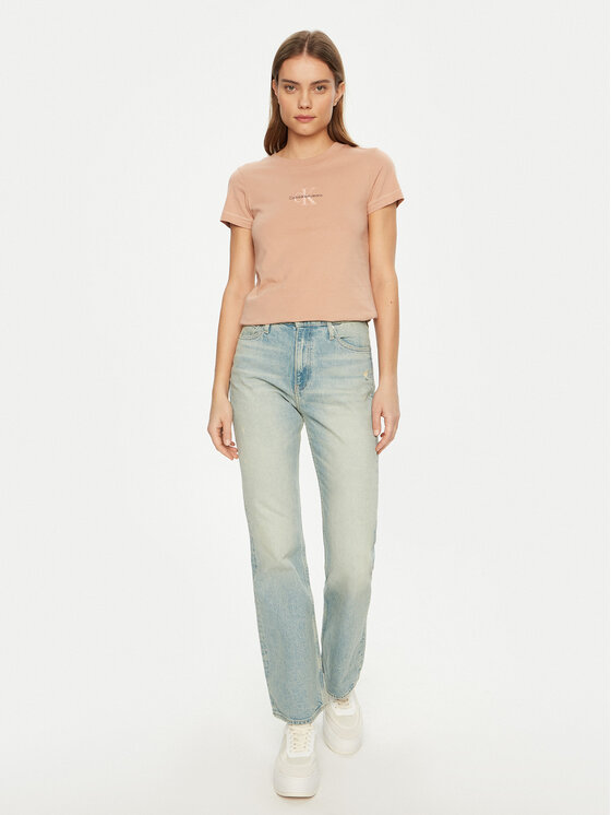 Calvin Klein Jeans Calvin Klein Jeans Póló Monologo J20J223563 Rózsaszín Slim Fit