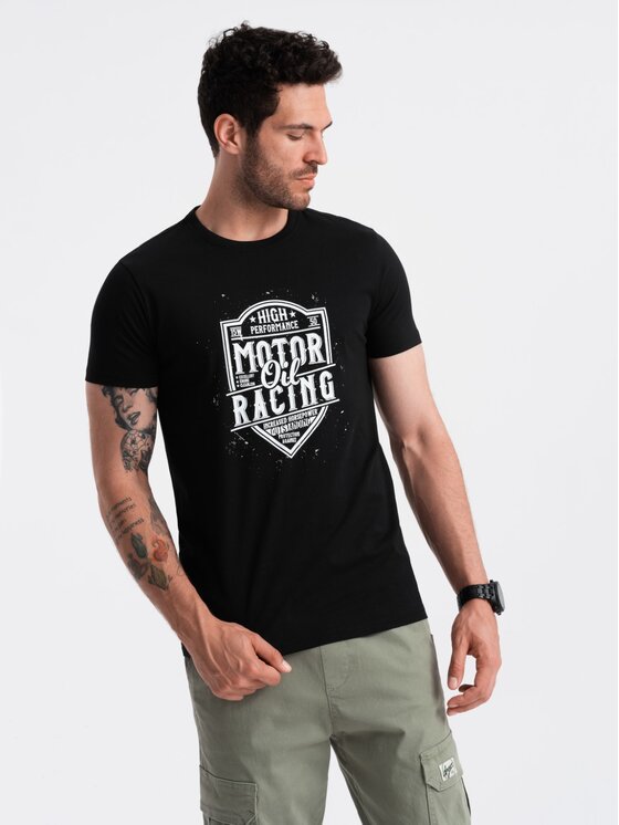 Ombre Ombre T-Shirt OM-TSPT-0125 Černá Regular Fit