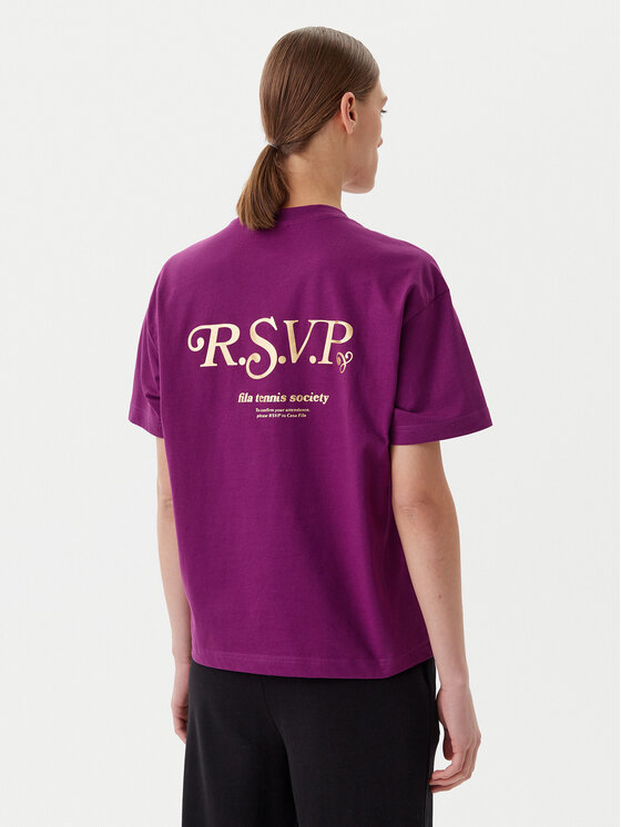 Fila Fila Marškinėliai Leffinge FAW1029 Violetinė Loose Fit