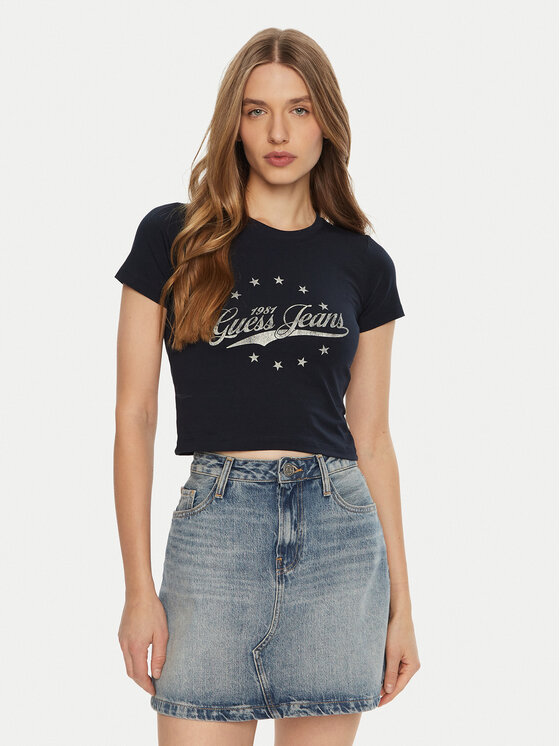 Guess Jeans Guess Jeans T-Shirt W5RI59 J1314 Granatowy Regular Fit