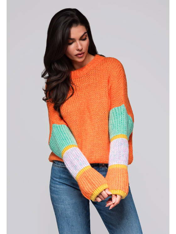 Ombre Ombre Sweter LW-SWSW-0107 Pomarańczowy Oversize