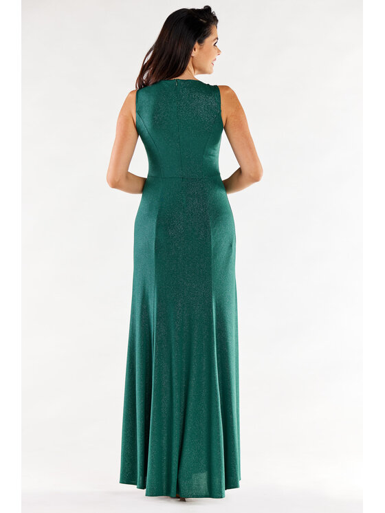 Awama Awama Sukienka wieczorowa A549 Zielony Basic Fit