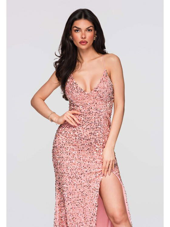 Ombre Ombre Sukienka wieczorowa LA-OM-DLR282 Różowy Regular Fit