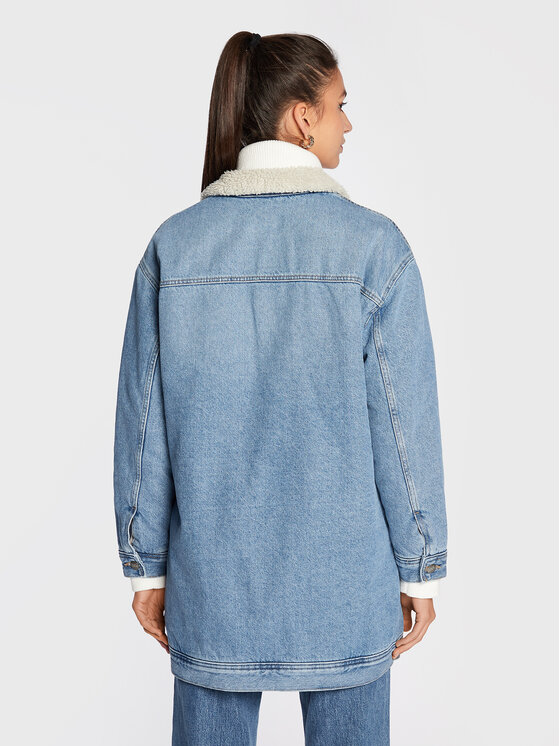 Lee Lee Giacca di jeans Elongated Sherpa Rider L55NRDZC 112322384 Blu Relaxed Fit