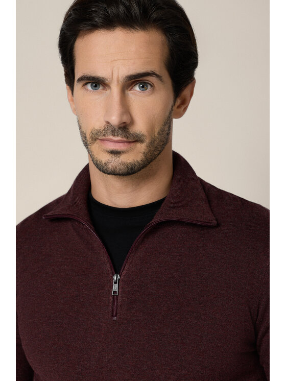 Lancerto Lancerto Sweter Lucan SW073225000077 Bordowy Regular Fit