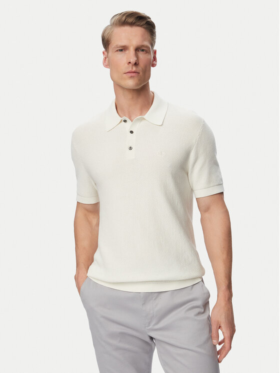 Calvin Klein Tricou polo LV04LG313G Crem Regular Fit