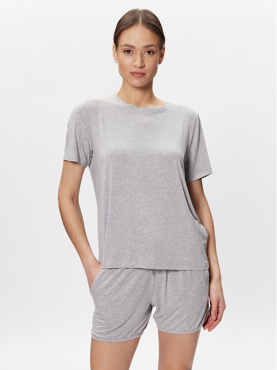 Seidensticker Pijama Pajam Short Set Gri Straight Fit