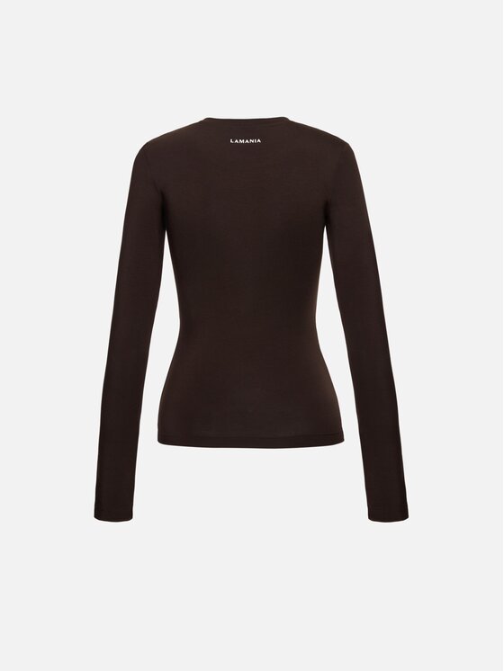 La Mania La Mania Longsleeve APRIL Brązowy ciemny Basic Fit