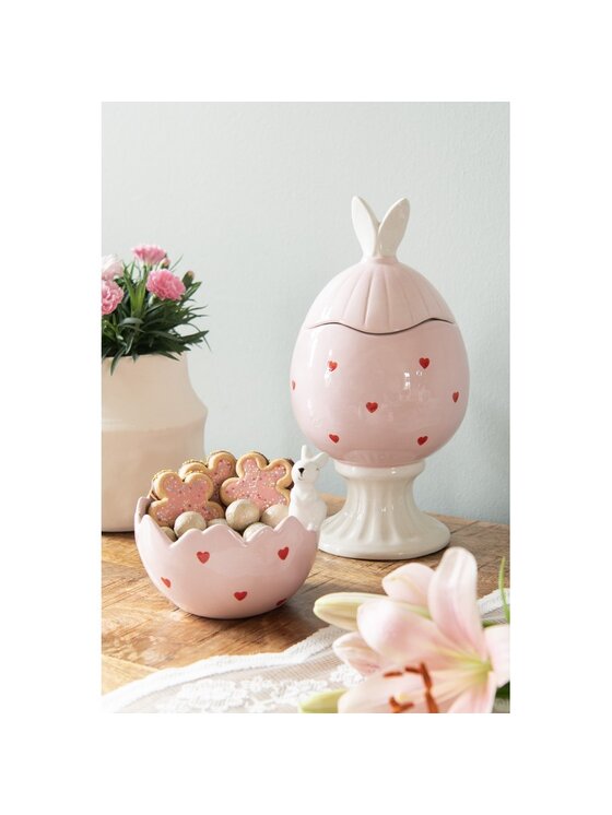 MIAhome MIAhome Pojemnik kuchenny jajko z serduszkami Ø 13x25 cm Różowy