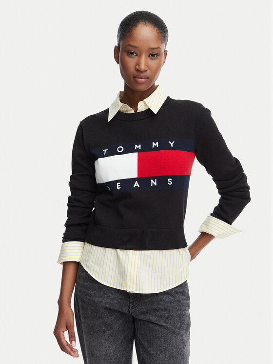 Tommy Jeans Tommy Jeans Πουλόβερ Flag DW0DW22930 Μαύρο Regular Fit