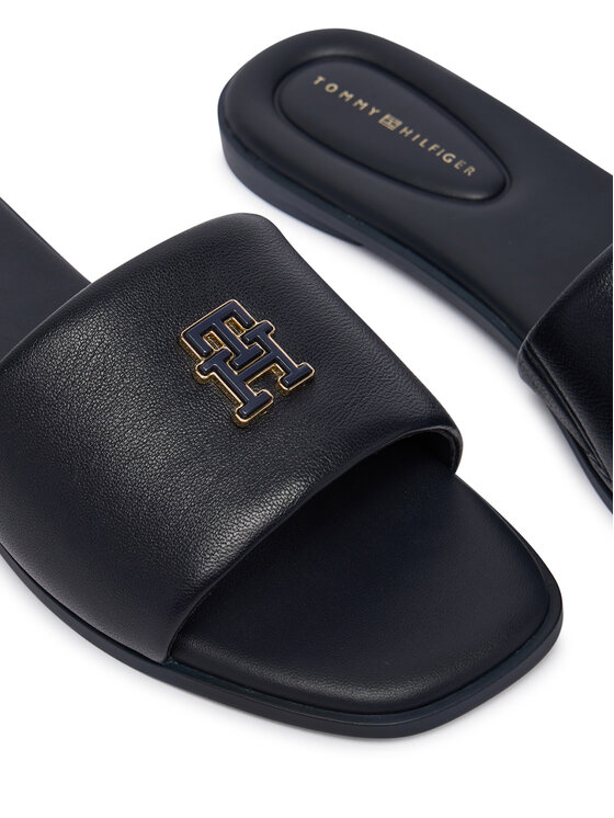 Tommy Hilfiger Tommy Hilfiger Iešļūcenes Th Logo Hardware Leather Mule FW0FW09292 Tumši zils
