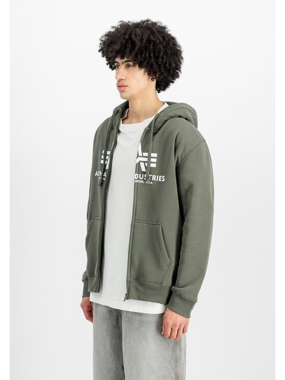 Alpha Industries Alpha Industries Bluza Basic Zip Hoodie Zielony Regular Fit