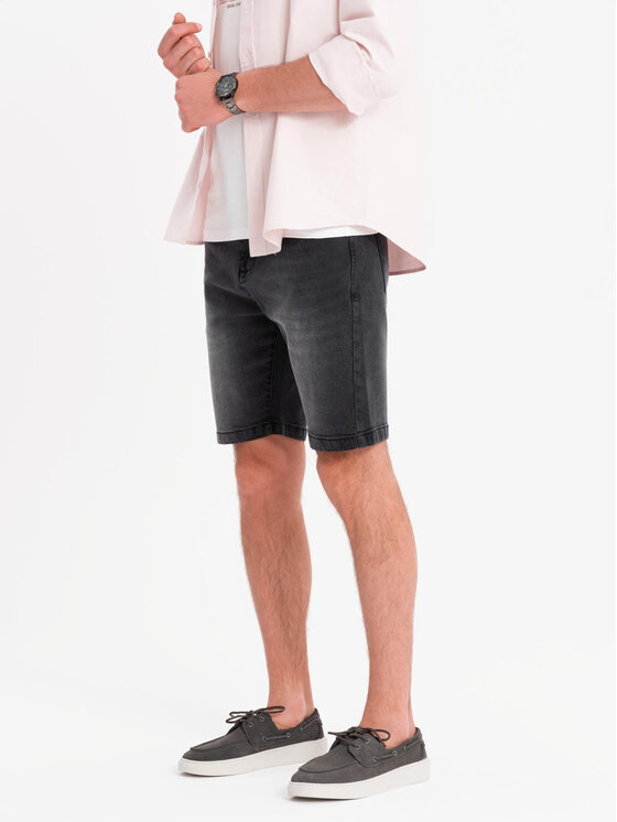 Ombre Ombre Džínové šortky OM-SRDS-0171 Černá Regular Fit