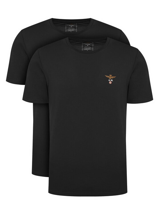 Aeronautica Militare Aeronautica Militare Комплект тениски AM1UTI001B Черен Regular Fit
