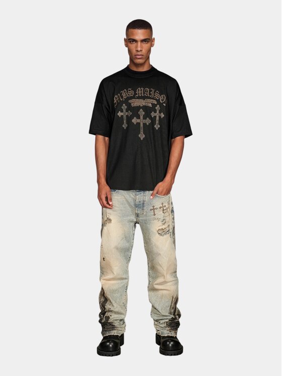 MADE BY SOCIETY MADE BY SOCIETY T-Shirt La Ligne - T17691 Czarny Basic Fit