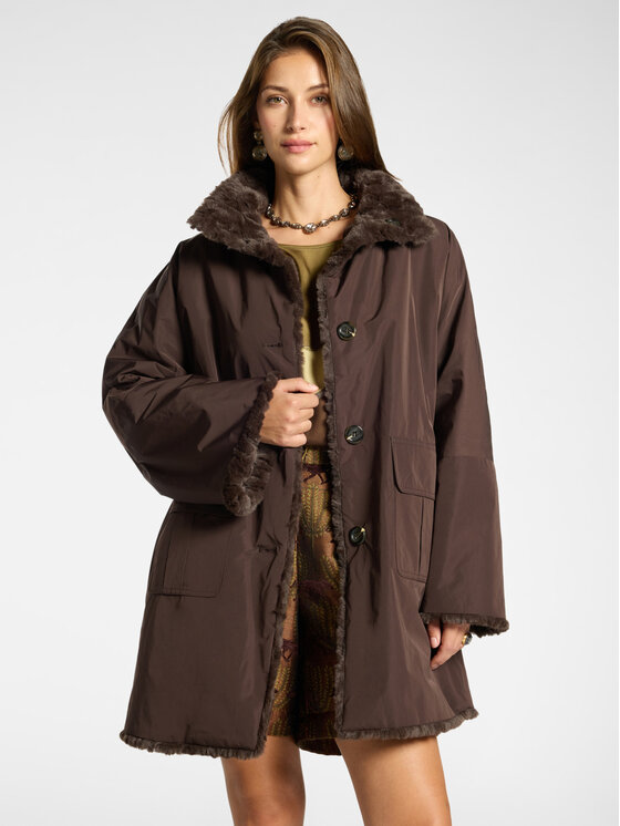 Elena Mirò Elena Mirò Płaszcz zimowy 8051Z000046N032 Brązowy Over Fit