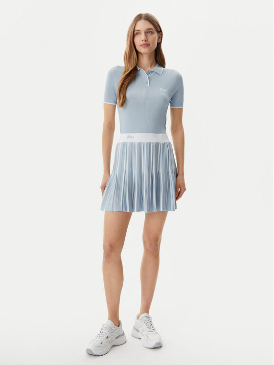 Guess Guess Fustă plisată V5GD00 Z3D60 Albastru celest Regular Fit