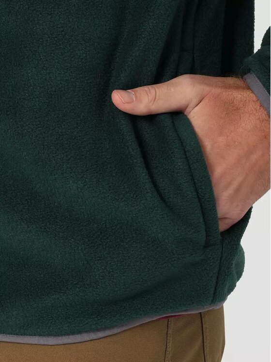 Wrangler Wrangler Sweter ADAMS FLEECE FULL ZIP Zielony Regular Fit